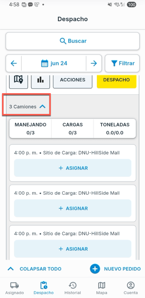 Vista de asignación