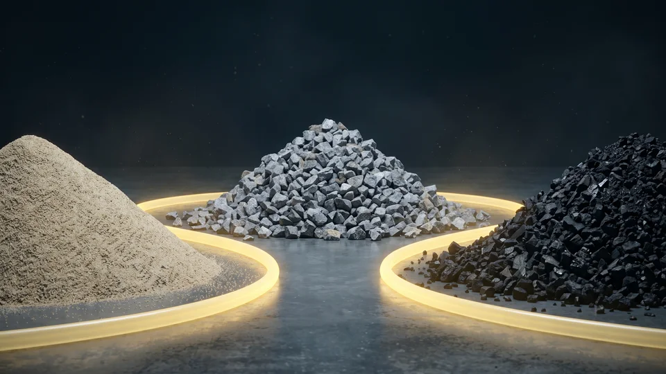 Dispatch routes between aggregate piles