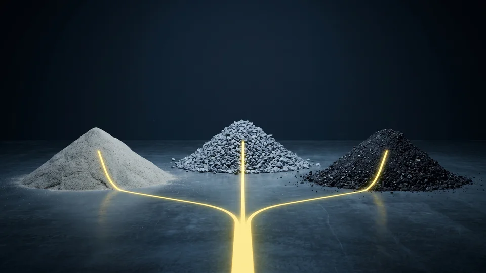 Three material routes converging into one