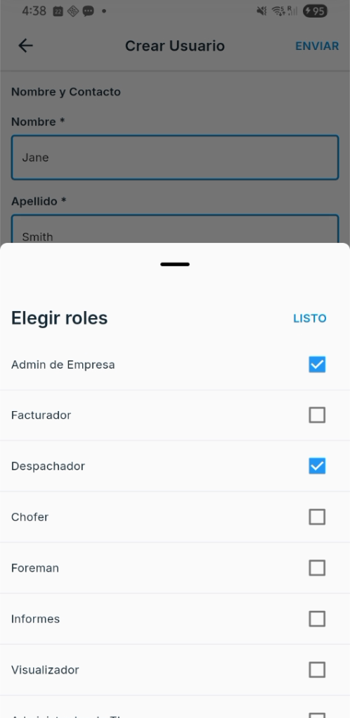 Crear Usuario: Elegir roles
