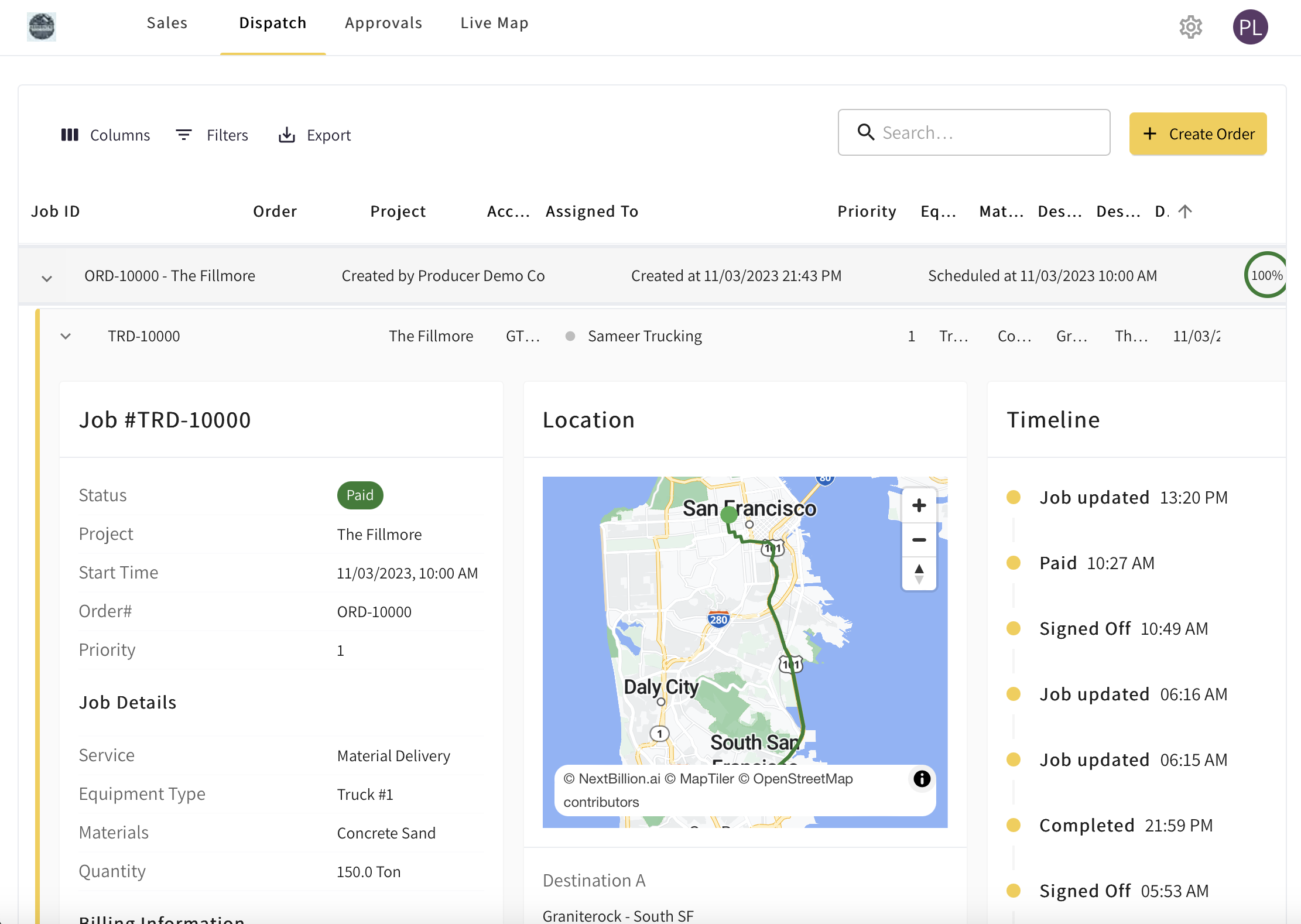 picture of tread construction platform  showing live maps